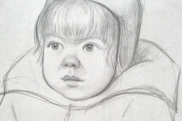 Олег Комов. Младший сын Алексей, 1986. Бумага, карандаш. Фото из архива Алексея Комова