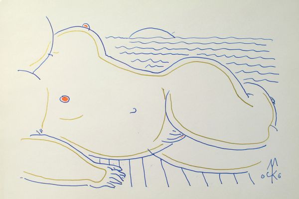 Сергей Малютов. Обнаженная натура, 2006. Мелованная бумага, гелиевая ручка, 13х19 см. Фото из архива Сергея Малютова