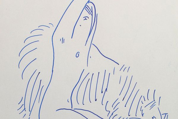 Сергей Малютов. Обнаженная натура, 2006. Мелованная бумага, гелиевая ручка, 13х19 см. Фото из архива Сергея Малютова