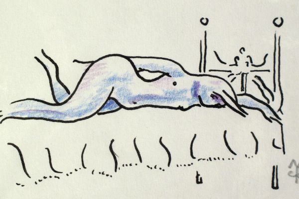 Сергей Малютов. Холодное утро, 2003. Бумага, тушь, цветные карандаши, 6х10 см. Фото из архива Сергея Малютова