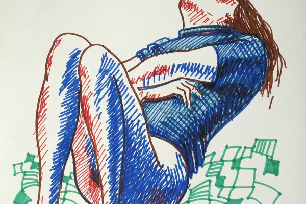 Сергей Малютов. Лежащая Настя 3, 2006. Бумага, маркер, 32,5х30,8 см. Фото из архива Сергея Малютова