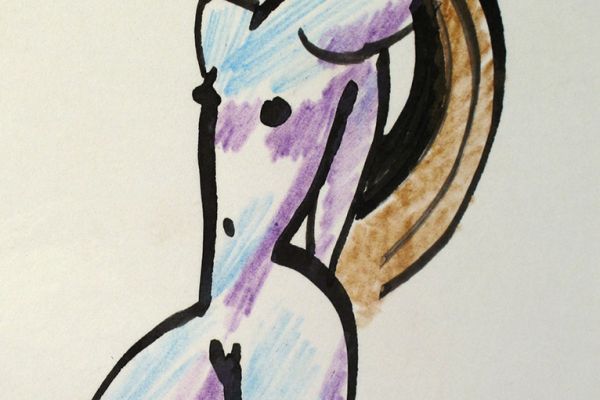 Ню, 2003. Бумага, тушь, цветные карандаши, 11,6х8,5 см. Фото из архива Сергея Малютова