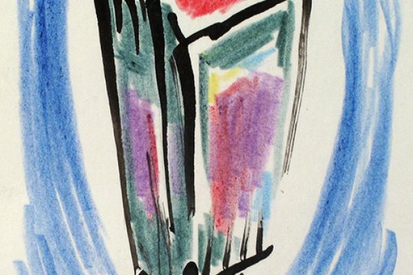 Сергей Малютов. Полный бокал, 2003. Бумага, цветные карандаши, 15,2х7,5 см. Фото из архива Сергея Малютова