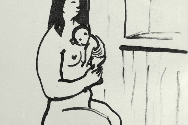 Сергей Малютов. Я мама, 2003. Бумага, тушь, 12,7х10 см. Фото из архива Сергея Малютова