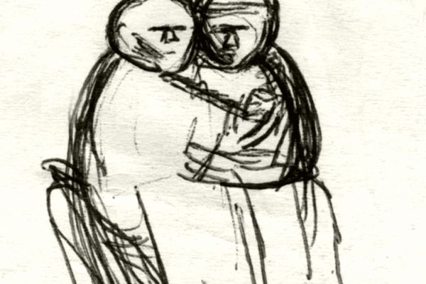 Владимир Потлов. Алтайская семья, 1986. Тушь, перо, 12х10 см. Фото из архива Владимира Потлова