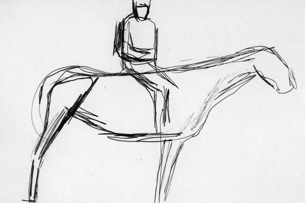 Владимир Потлов. Чабан на лошади, 1985. Бумага, тушь, перо, 10х15 см. Фото из архива Владимира Потлова