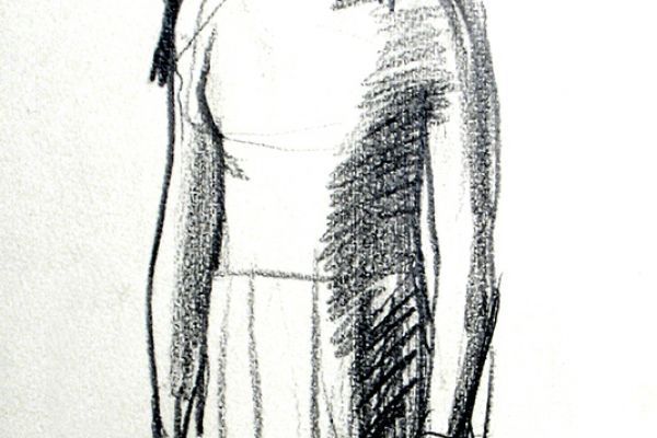 Владимир Потлов. Девочка-алтайка, 1985. Бумага, карандаш, 51х26 см. Фото из архива Владимира Потлова