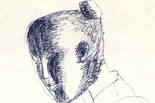 Владимир Потлов. Голова алтайки, 1987. Бумага, шариковая ручка, 15х12 см. Фото из архива Владимира Потлова