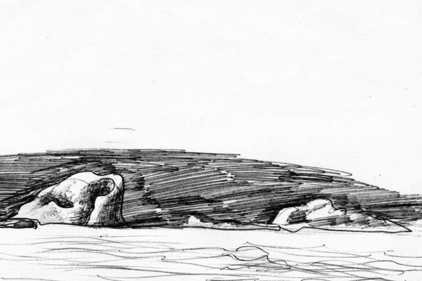 Владимир Потлов. Камни Катуни, 1985. Бумага, шариковая ручка, 10х20 см. Фото из архива Владимира Потлова