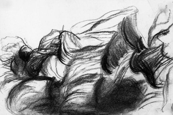 Владимир Потлов. Камни реки Кумир 3, 1988. Бумага, уголь, 20х30 см. Фото из архива Владимира Потлова