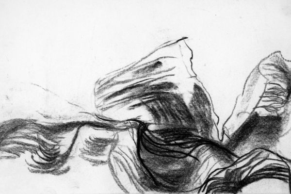 Владимир Потлов. Камни реки Кумир 4, 1988. Бумага, уголь, 17х30 см. Фото из архива Владимира Потлова