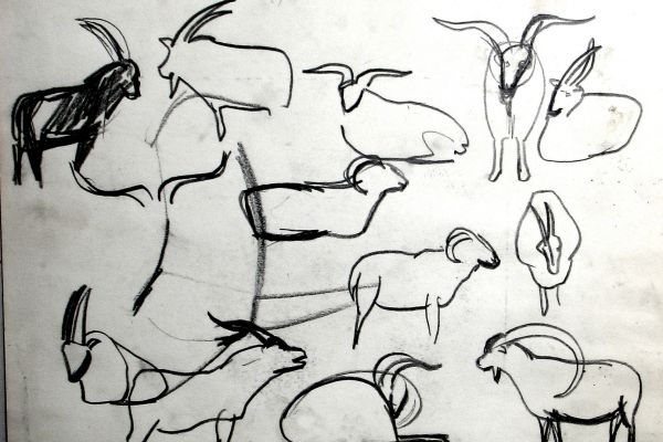 Владимир Потлов. Козы, 1986 .Бумага, карандаш, 36х48 см. Фото из архива Владимира Потлова