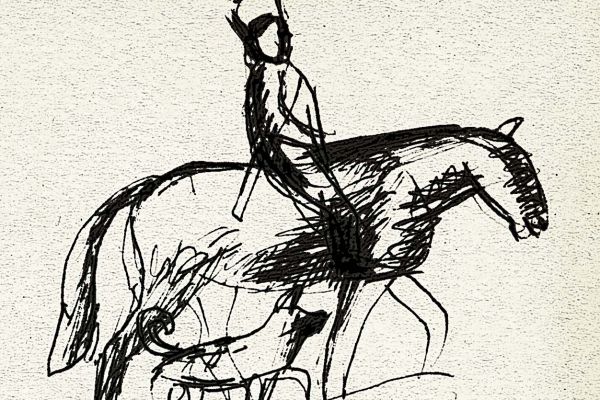 Владимир Потлов. На охоту, 1987. Бумага, тушь, перо, 15х18 см. Фото из архива Владимира Потлова