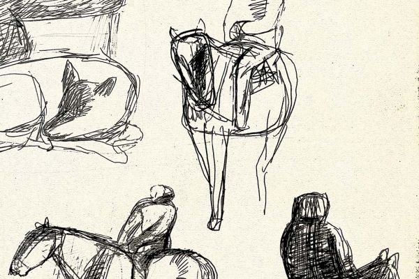 Владимир Потлов. Наброски, 1987. Бумага, тушь, перо, 15х13 см. Фото из архива Владимира Потлова