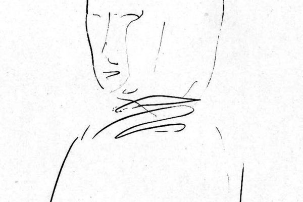 Владимир Потлов. Набросок алтайки, 1986. Бумага, шариковая ручка, 12х10 см. Фото из архива Владимира Потлова