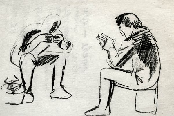 Владимир Потлов. Охотники за ужином, 1986. Бумага, тушь, перо. Фото из архива Владимира Потлова