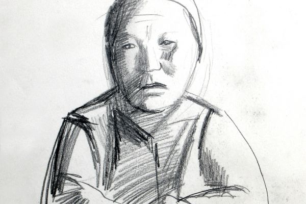 Владимир Потлов. Портрет алтайки, 1985. Бумага, карандаш, 38х33. Фото из архива Владимира Потлова