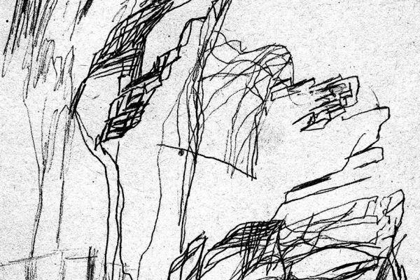 Владимир Потлов. Скалы, 1987. Бумага, тушь, перо, 18х13 см. Фото из архива Владимира Потлова