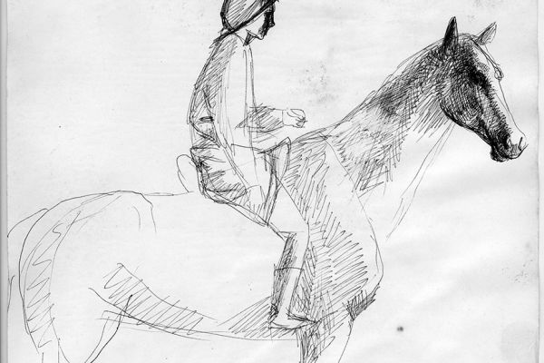 Владимир Потлов. Всадница, 1987. Бумага, тушь, перо, 17х13 см. Фото из архива Владимира Потлова