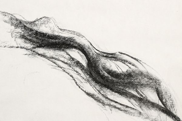 Владимир Потлов. Поток, 2024. Бумага, уголь. 40х50 см. Фото из архива Владимира Потлова