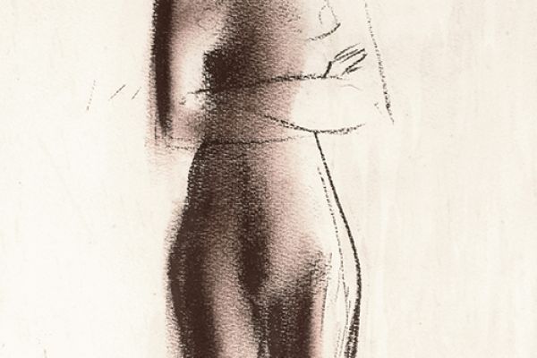 Владимир Потлов. В туфельках, 1987. Бумага, сангина. 70х30 см. Фото из архива Владимира Потлова