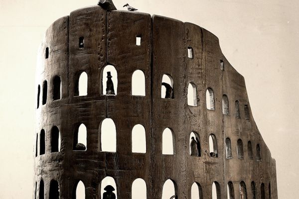 Владимир Потлов. Римские видения (Трон для гения) (ракурс 3), 2018. Дуб тонированный, бронза, 121х105х51 см. Фото из архива Владимира Потлова