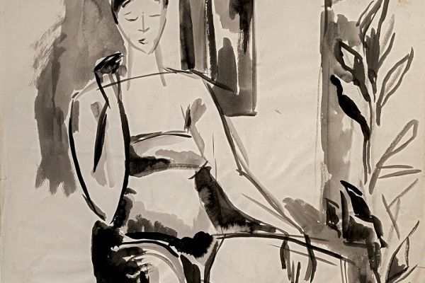 Алексей Григорьев. Сидящая, 1980. Бумага, тушь, гуашь, 60х42 см. Фото из архива семьи Кадошниковых