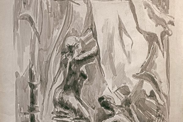 Алексей Григорьев. Стирка, 1980. Бумага, тушь, гуашь, 62х43 см. Фото из архива семьи Кадошниковых