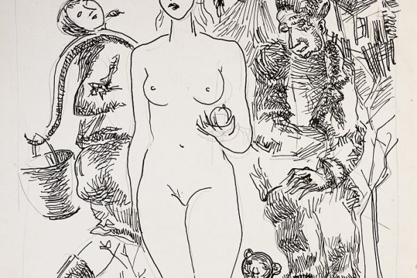 Алексей Григорьев. Деревенская Венера, 1985. Бумага, тушь, 44х32 см. Фото из архива семьи Кадошниквых