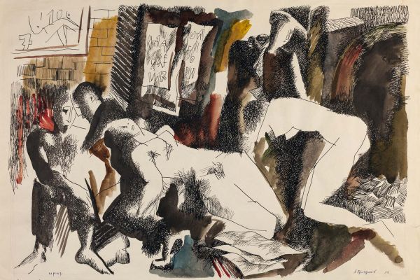 Алексей Григорьев. Переход, 1992. Бумага, тушь, гуашь, 42,8х61 см. Фото из архива семьи Кадошниковых