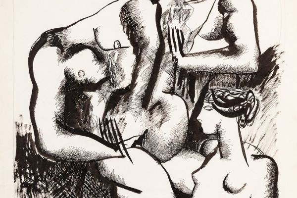 Алексей Григорьев. Мифологема, 1993. Бумага, тушь, гуашь, 61,4х42,7 см. Фото из архива семьи Кадошниковых