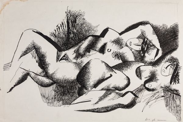 Алексей Григорьев. Две женщины, 1994. Бумага, тушь, гуашь, 42х60 см. Фото из архива семьи Кадошниковых