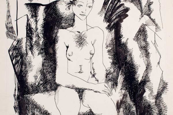 Алексей Григорьев. Два ангела, 1995. Бумага, тушь, гуашь, 60х43 см. Фото из архива семьи Кадошниковых