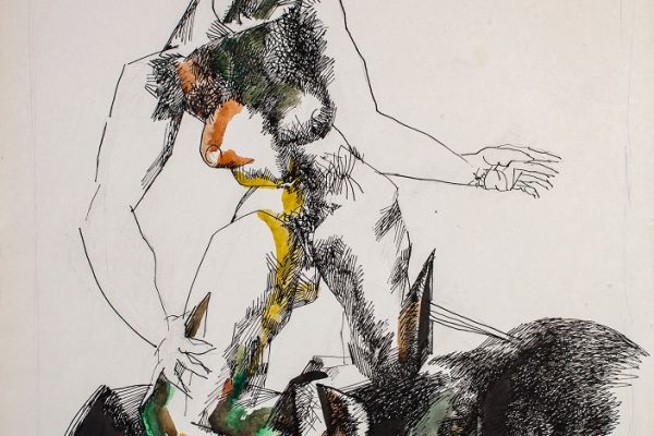 Алексей Григорьев. Европа, 1995. Бумага, тушь, гуашь, 61,3х43 см. Фото  из архива семьи Кадошниковых