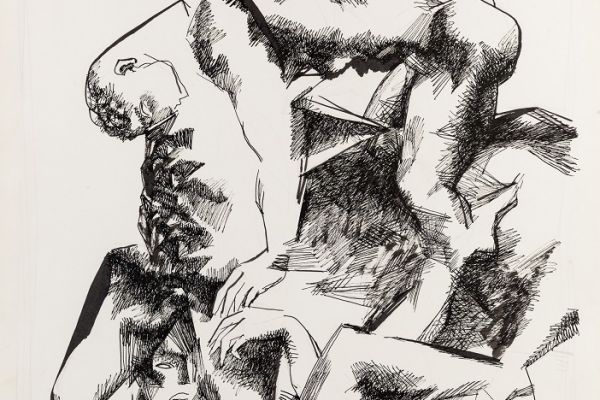 Алексей Григорьев. Хлебников , 1995. Бумага, тушь, гуашь, 61х42,5 см. Фото из архива семьи Кадошниковых