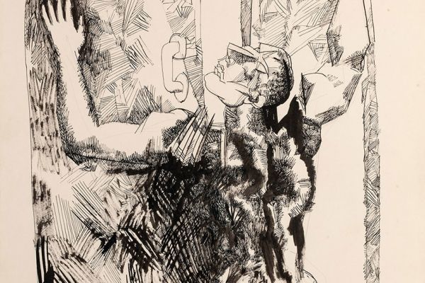 Алексей Григорьев. Стена, 1995. Бумага, тушь, гуашь, 61х43,3 см. Фото из архива семьи Кадошниковых