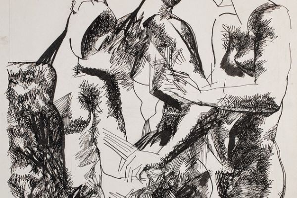 Алексей Григорьев. Без названия, 1997. Бумага, тушь, гуашь, 61х39  см. Фото из архива семьи Кадошниковых