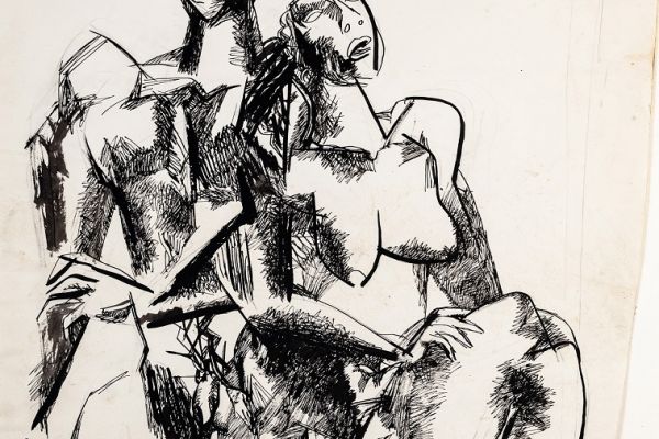 Алексей Кадошников. Двое 2, 1997. Бумага, тушь, гуашь, 59х44 см. Фото из архива семьи Кадошниковых