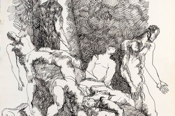 1997 Тайная вечеря, 1997. Бумага, тушь, гуашь, 62х46,2 см. Фото из архива семьи Кадошниковых