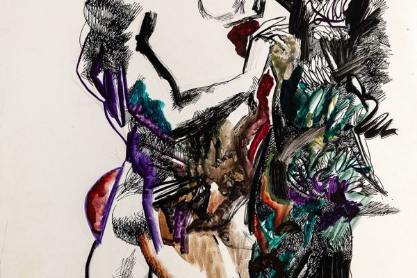 Алексей Григорьев. Борьба Иакова с ангелом, 1998. Бумага, тушь, гуашь, 61,8х46,8 см. Фото и з архива семьи Кадошниковых