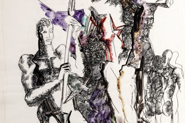 Алексей Григорьев. Сотник Лонгин 1, 1998. Бумага, тушь, гуашь, 62x47 см. Фото из архива семьи Кадошниковых