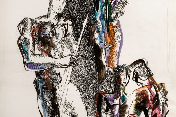 Алексей Григорьев. Сотник Лонгин 2, 1998. Бумага, тушь, гуашь, 62х47 см. Фото из архива семьи Кадошниковых