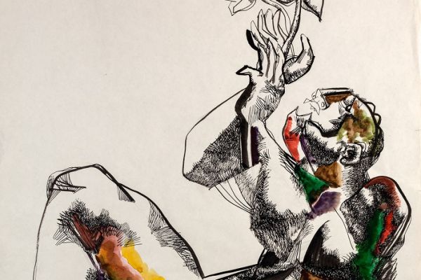 Алексей Григорьев. Мечтающий зверь 2, 1999. 62х44 см. Фото  из архива семьи Кадошниковых