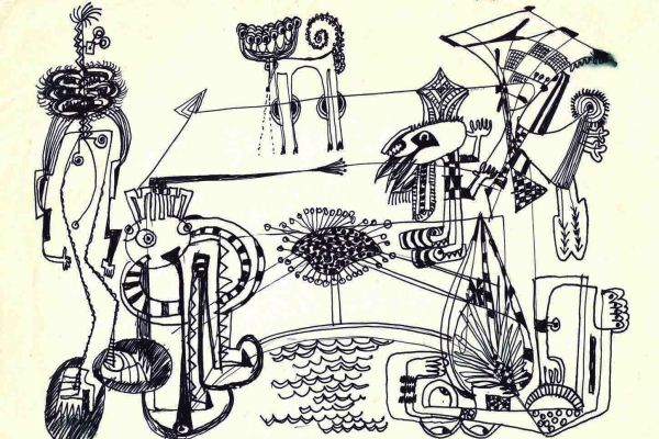 Валерия Семенова. ''Фантазии'', 1969. из серии ''Чудища''. Бумага, тушь,  перо, 20х28 см. Фото из архива Ирины Семеновой