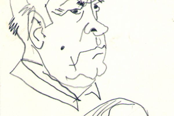 Валерия Семенова. Из серии ''Ученые'', 1969. Бумага, карандаш, 13х8 см. Фото из архива Ирины Семеновой