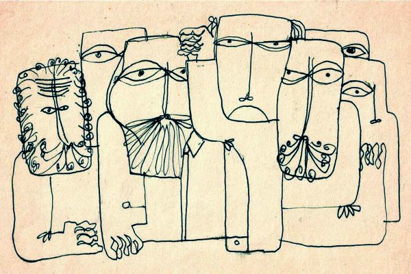 Валерия Семенова. Из серии ''Ученые'', 1969. Бумага, перо, 18х28 см. Фото из архива Ирины Семеновой