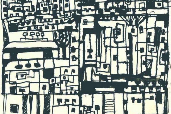 Валерия Семенова. ''Город'', 1970. Бумага, тушь, перо. Фото из архива Ирины Семеновой