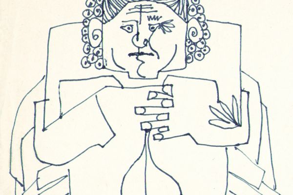 Валерия Семенова. ''Нянечка'', 1970. Из серии ''В больнице''. Бумага, перо, 17х14 см. Фото из архива Ирины Семеновой