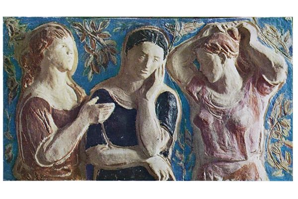 Абрам Малахин. Подмосковные вечера (Лирический мотив), 1967. Рельеф. Керамика, 80х140 см. Государственная Третьяковская галерея, Москва. Фото из альбома Т.Б. Мантурова. Абрам Малахин, М., Советский художник, 1979