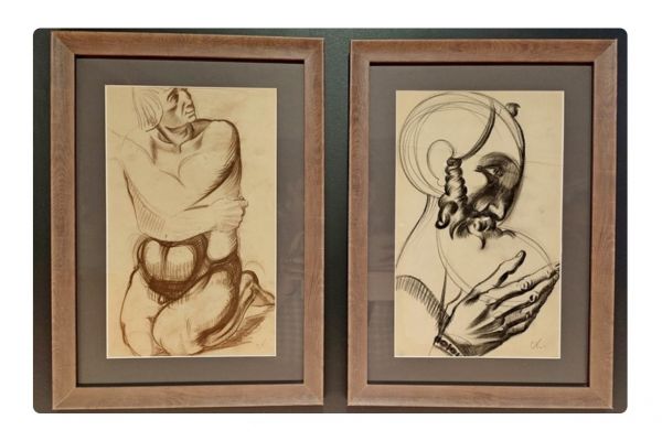 Сергей Кольцов. Учебные зарисовки  с картин ренессансных художников, 1910-е. Фрагмент экспозиции выставки Между Парижем и Москвой в Музее Москвы, 2025. Фото: bogachkova1957.livejournal.com